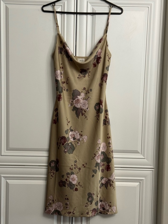Wilfred Dresses & Skirts - Wilfred Only Cowl Neck Slip Dress Olive Colour with Pink Blooms Size Medium